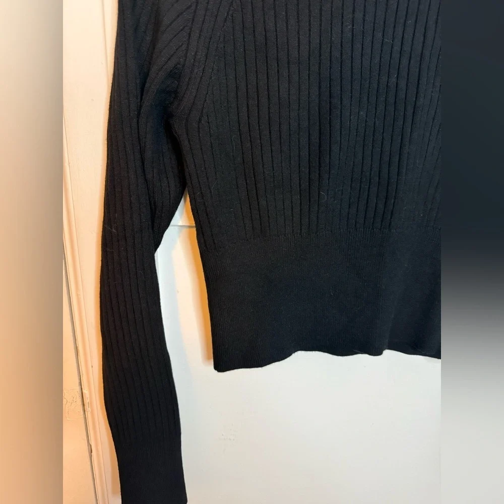 PINK Victoria’s Secret Black Ribbed Crewneck Sweater